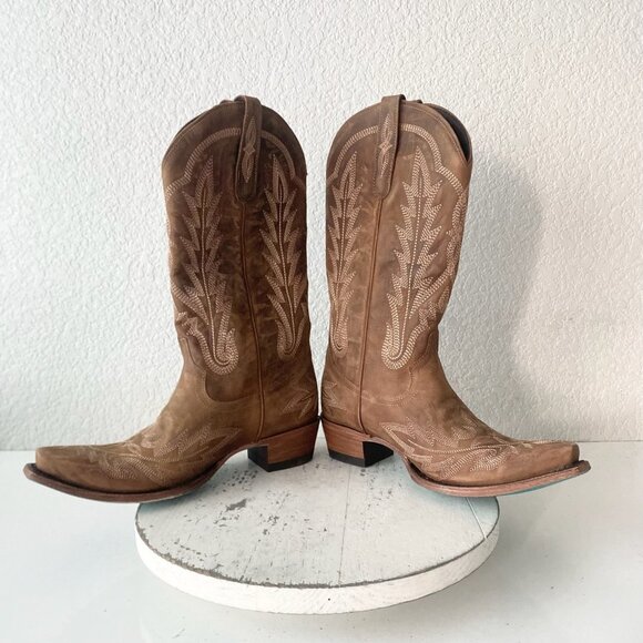 Lane LEXINGTON Womens Cowboy Boots Size 8.5 Brown Western Cowgirl Mid Calf Tall - Picture 7 of 11